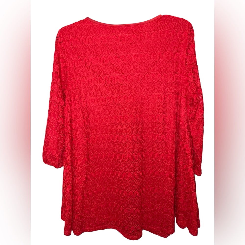 New Directions Red Swing Style 3/4 Sleeve Blouse, Size Medium - Picture 2 of 4